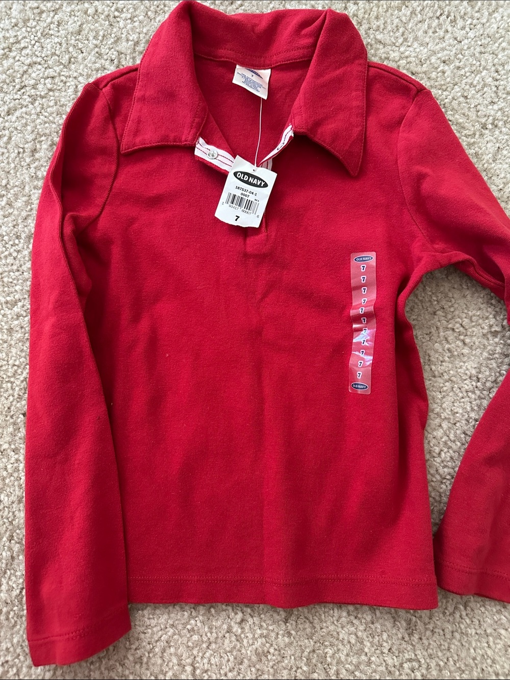 Old Navy Kids Red Long-Sleeve Polo Pullover